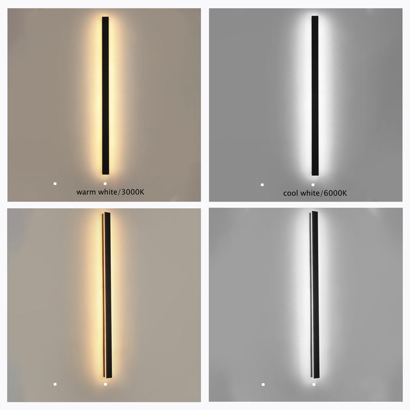 Outdoor Wall Light Sleek Black LED Linear