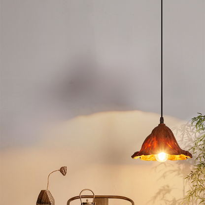 Resin Lotus Leaf Design Pendant Light For Living Room