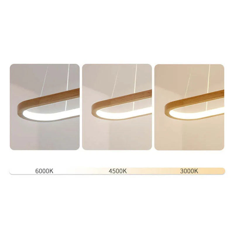 Dimmable Color Temperature Oval Wood Pendant Light