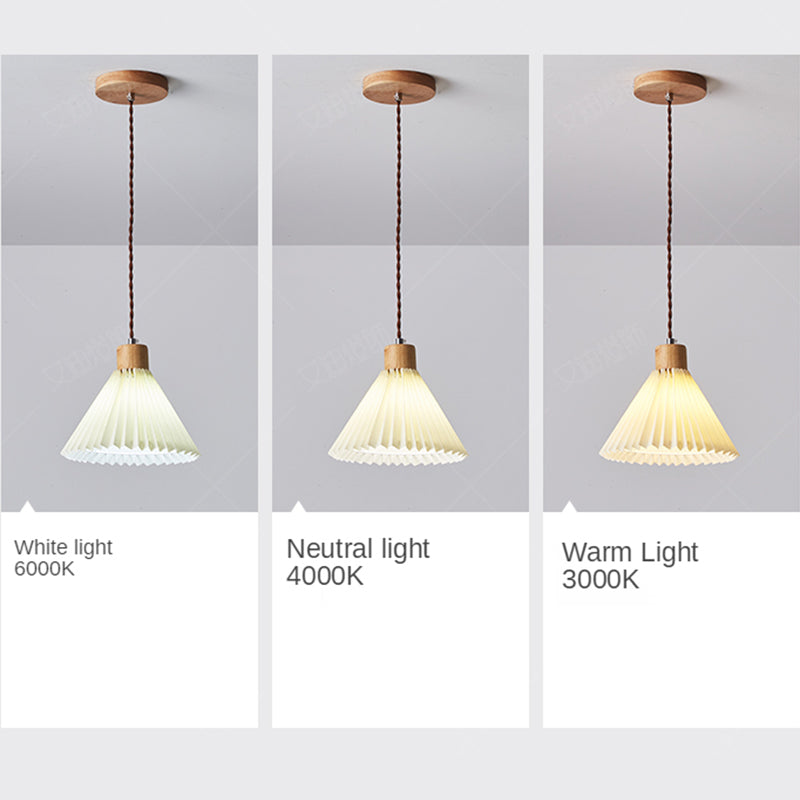 Ambient Glow Wood Pendant Light Umbrella Shape