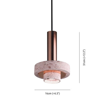 Art Deco Pendant Light With Terrazzo Accents And Colorful LED