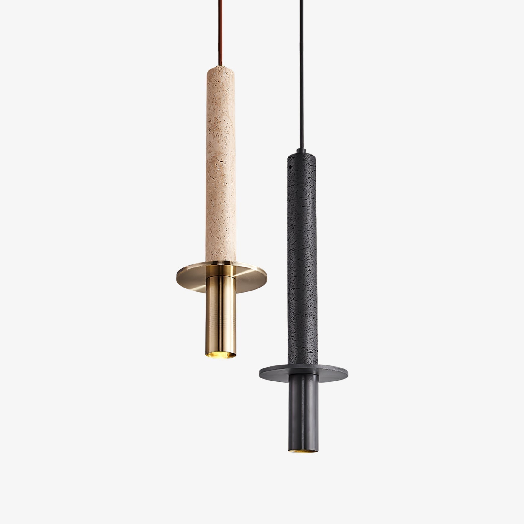 Warm Ambience Dual Cylinder Travertine Pendant Light