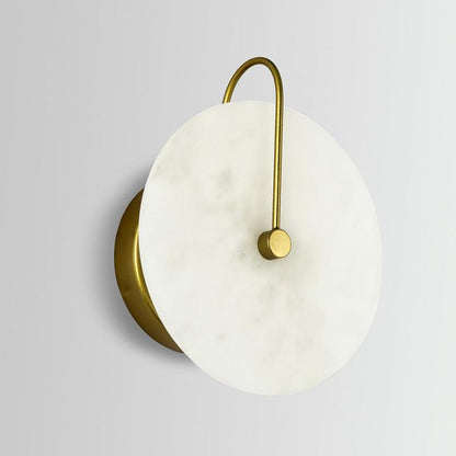 Gold And Black Finish Round Marble Bedside Wall Light