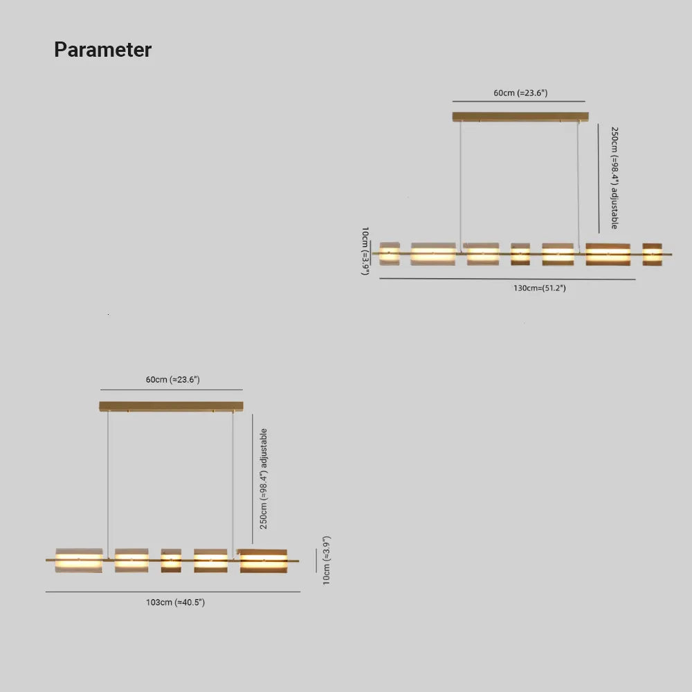 Copper Glass Linear Nordic Pendant Light For Dining