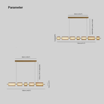 Copper Glass Linear Nordic Pendant Light For Dining