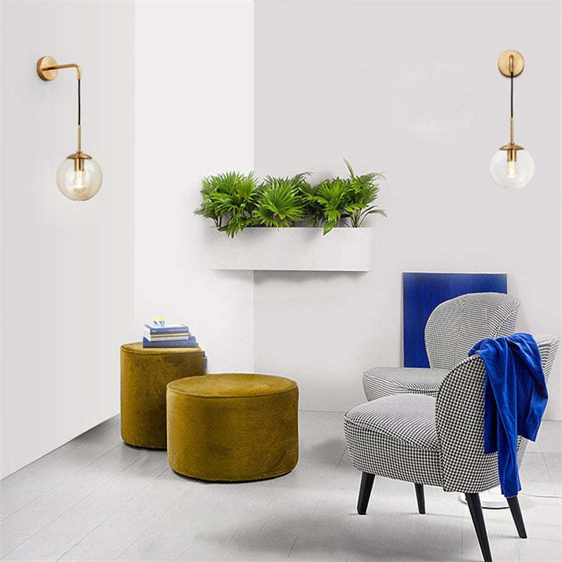Single Head Nordic Glass Ball LED Wall Reading Lamp