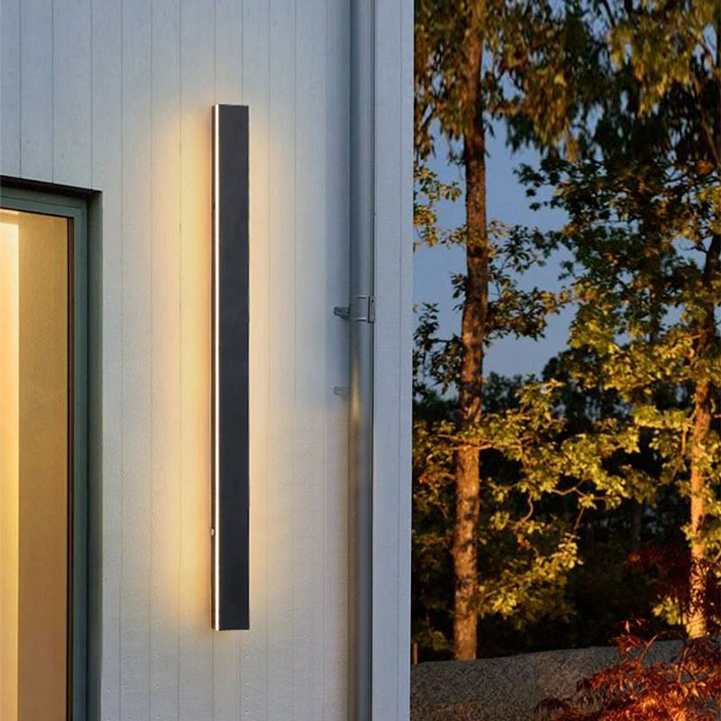 Outdoor Wall Light Sleek Black LED Linear
