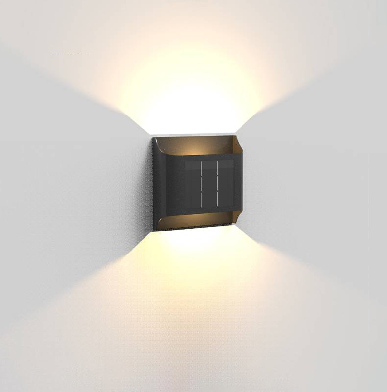 Metal Outdoor Wall Light Up Down Solar Black