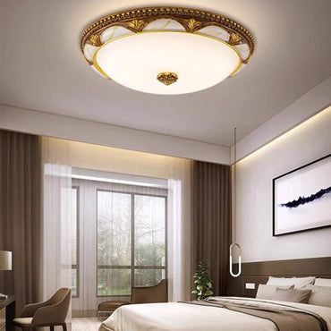 Ceiling Mount Flush Brass Vintage Light With Design Floral