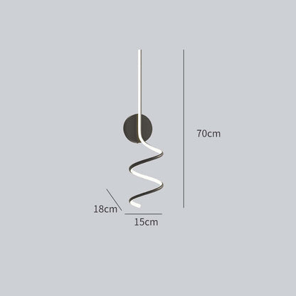 Matte Black And White Spiral LED Art Wall Light