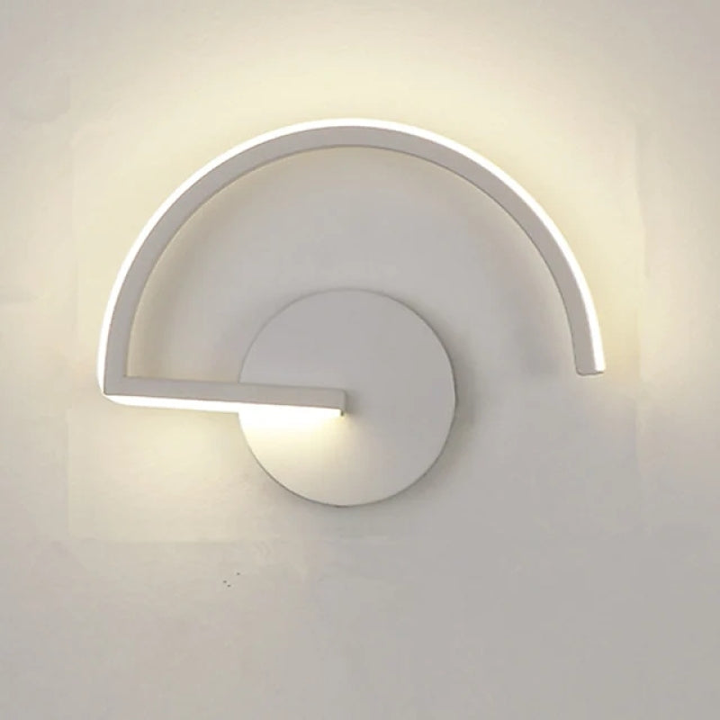 Black Or White Semicircular Metal Minimalist Linear Wall Lamp