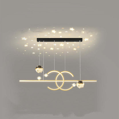 Starry Sky Glow Gold Black Double C Pendant Light