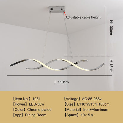 Premium Chrome Gold Finish Arisha Modern Wavy Pendant Light