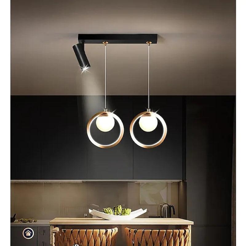 Pendant Light Ring Metal Modern With Spotlight
