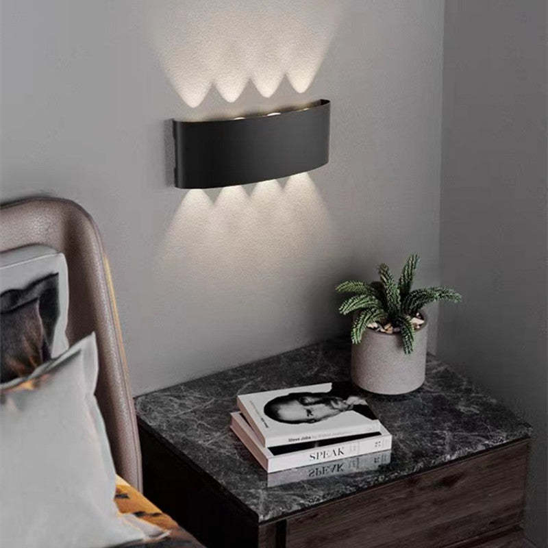 Metal Black And White Waterwave Finish Rectangular Outdoor Wall Light