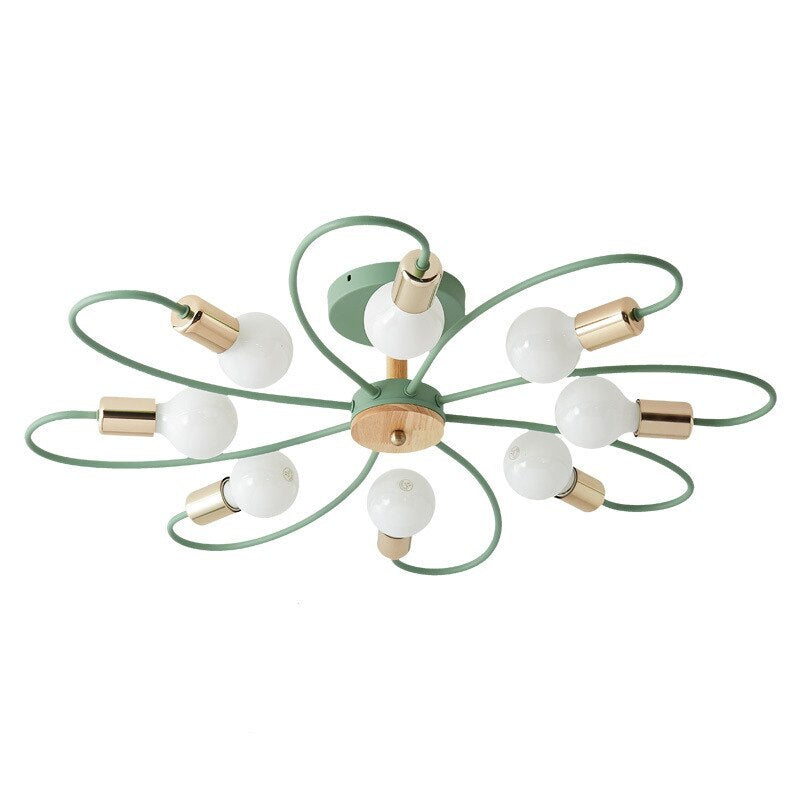 Green Grey Ceiling Flush Light Glass And Metal Elegant