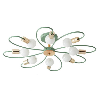 Green Grey Ceiling Flush Light Glass And Metal Elegant