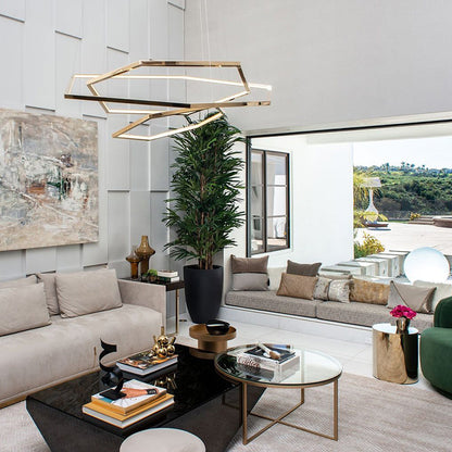 Gold Finish Geometric Metal Pendant Light