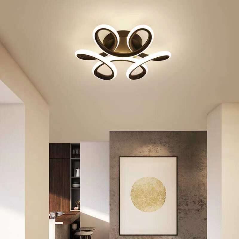 Dual Tone Black White LED Floral Metal Ceiling Light Hallway