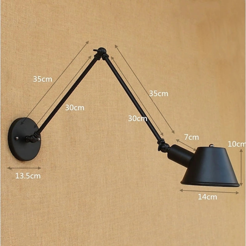 Black Rust Swing Arm Industrial Rotatable Wall Lamp