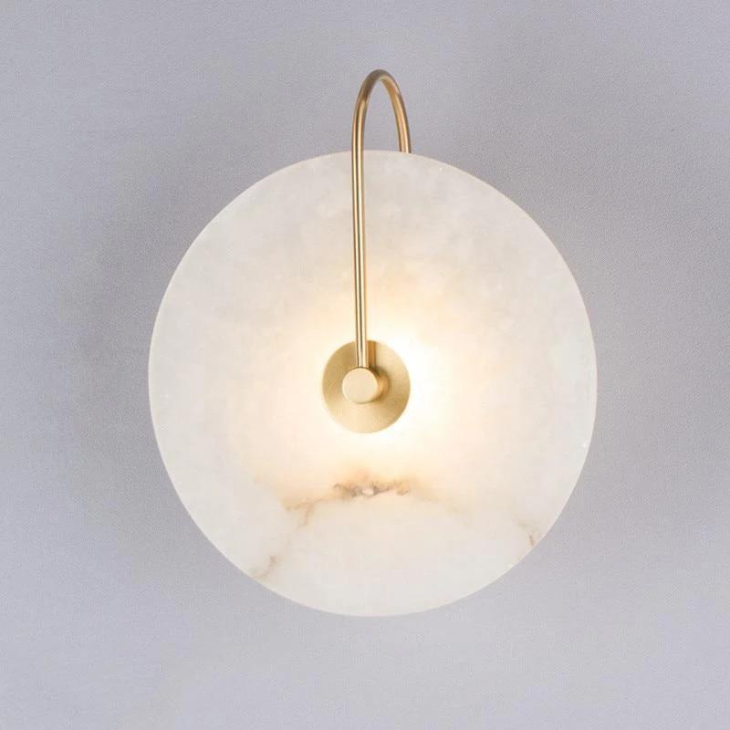 Gold And Black Finish Round Marble Bedside Wall Light