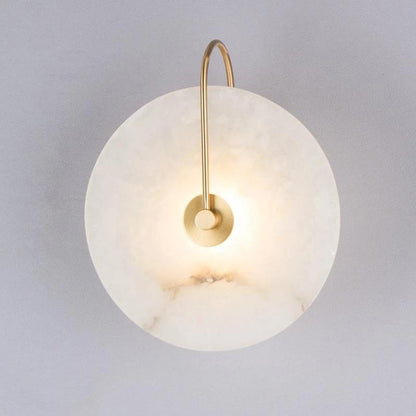 Gold And Black Finish Round Marble Bedside Wall Light
