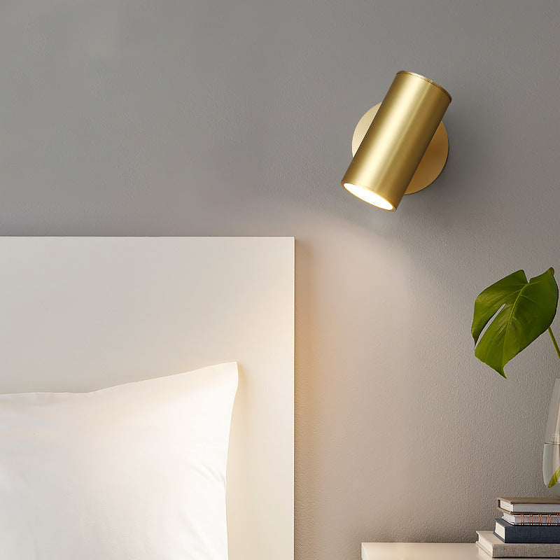 Gold And Black Cylindrical LED Spotlight Nordic Metal Wall Lamp