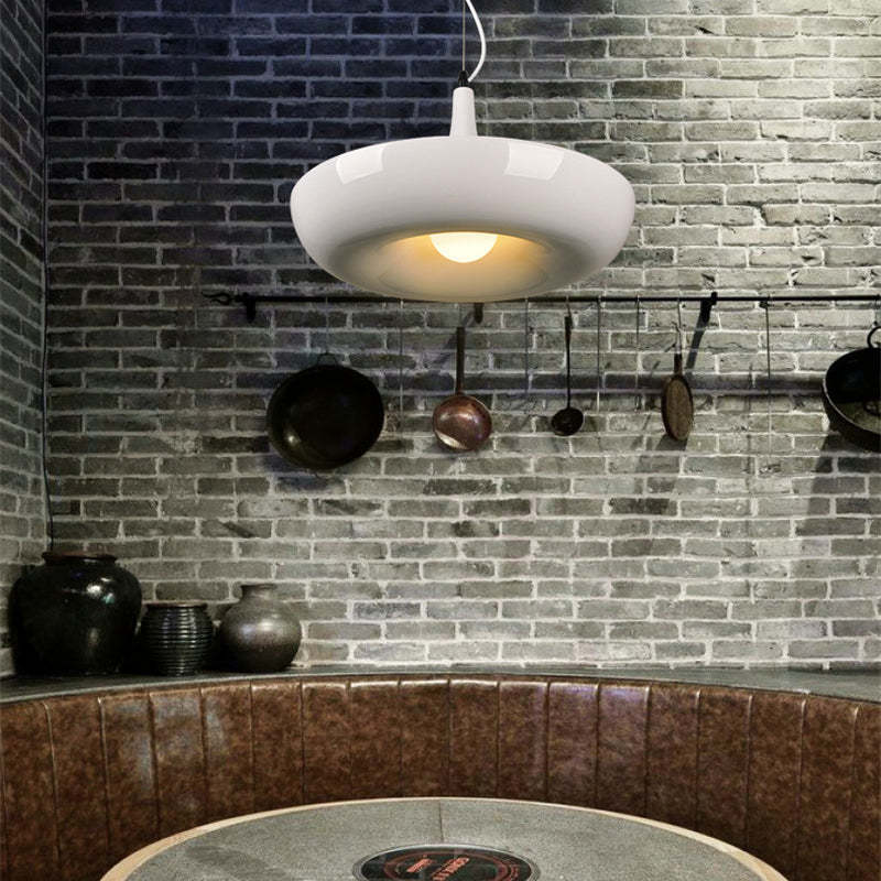 Warm Glow Lacquered Metal Round Pendant Light