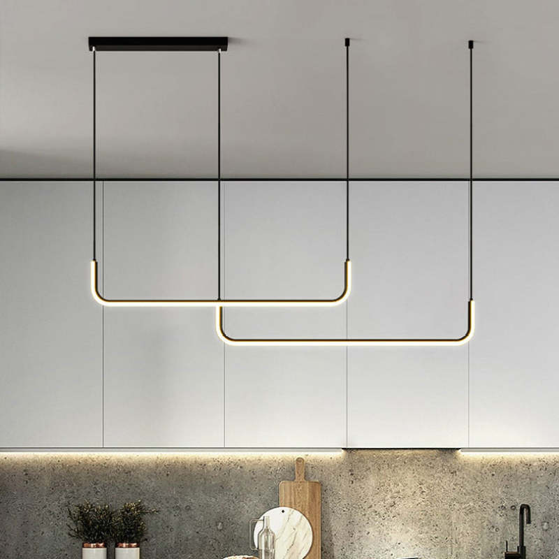Black Gold Two Tone Finish Modern Linear Pendant Light