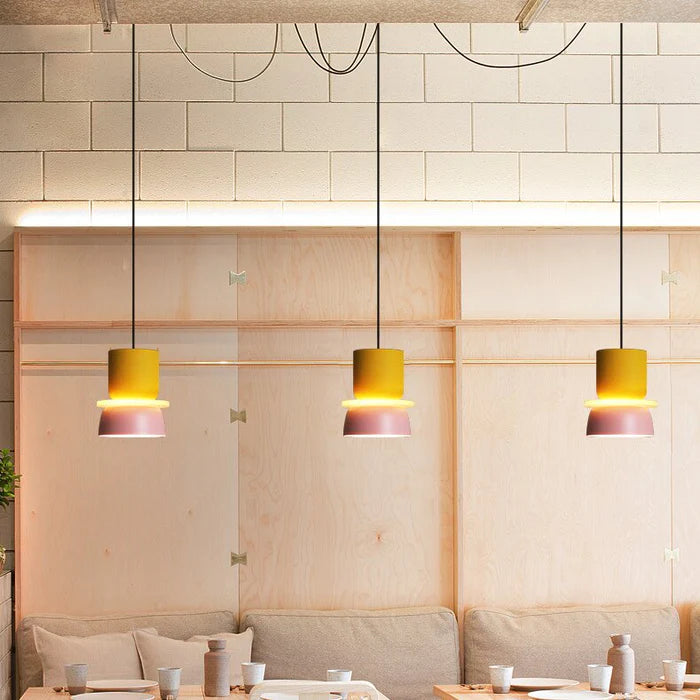 Industrial Two Tone Pendant Light With Colorful Glow