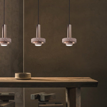 Art Deco Pendant Light With Terrazzo Accents And Colorful LED