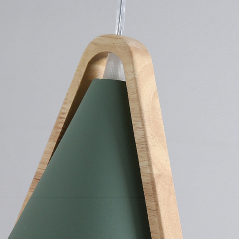 Warm Ambience Cone Metal and Wood Pendant Light