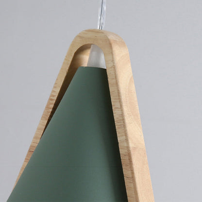 Warm Ambience Cone Metal and Wood Pendant Light