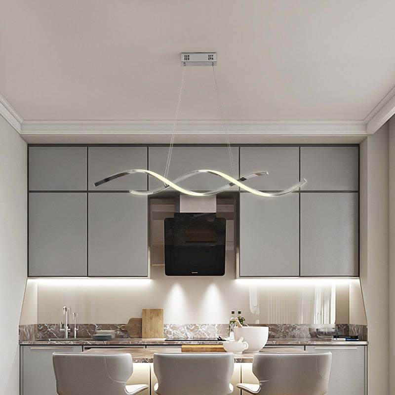 Premium Chrome Gold Finish Arisha Modern Wavy Pendant Light