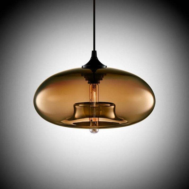Warm Ambient Glow Bread Shaped Glass Pendant Light