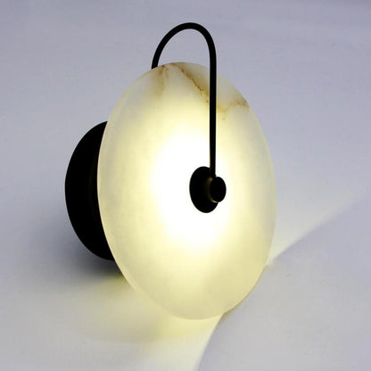 Gold And Black Finish Round Marble Bedside Wall Light