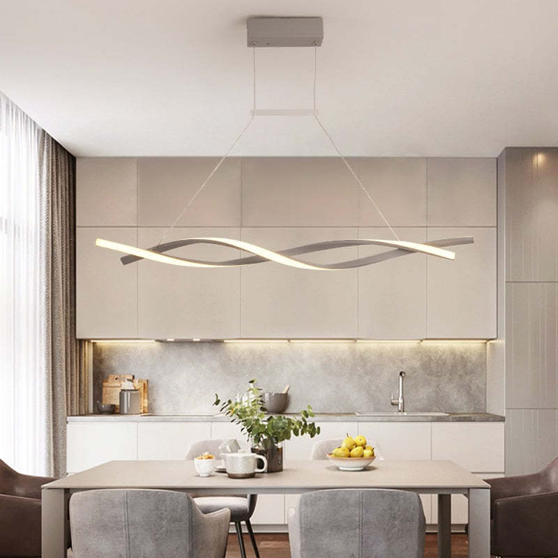 Pendant Light Durable Metal Linear Double Wave