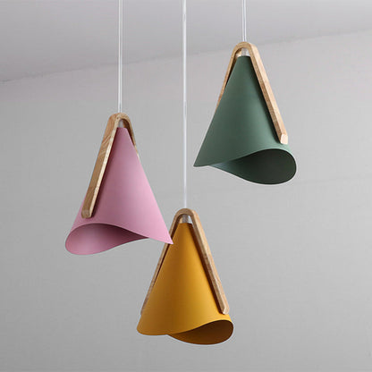 Warm Ambience Cone Metal and Wood Pendant Light