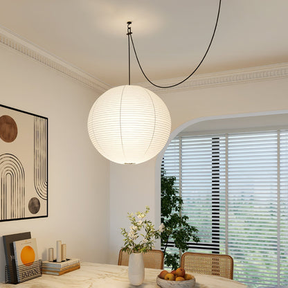 Pendant Light With Warm Glow WabiSabi Paper Globe