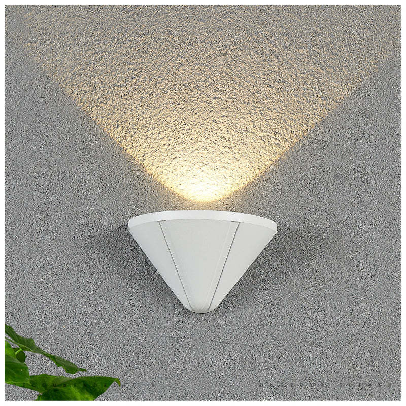 Outdoor Wall Light Black Metal Hardwired IP65 Cone Shaped