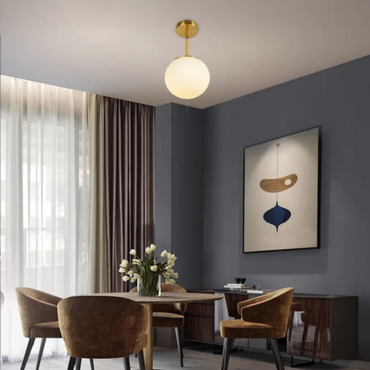 Black Or Gold Accents LED Ceiling Light Semi Flush Glass Sphere Mount