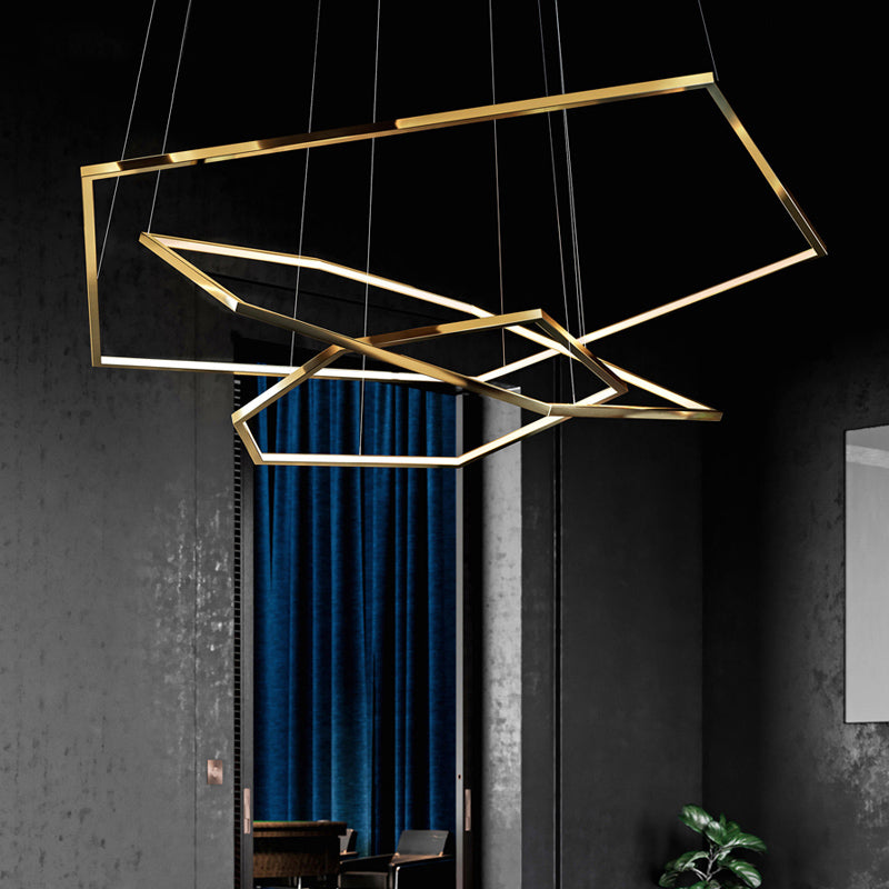 Gold Finish Geometric Metal Pendant Light