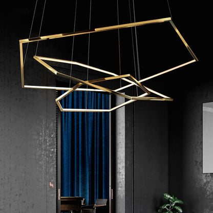 Gold Finish Geometric Metal Pendant Light