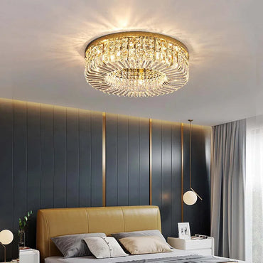 Metal Finish Nova Crystal Ceiling Mount Flush Light