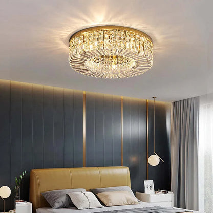 Metal Finish Nova Crystal Ceiling Mount Flush Light