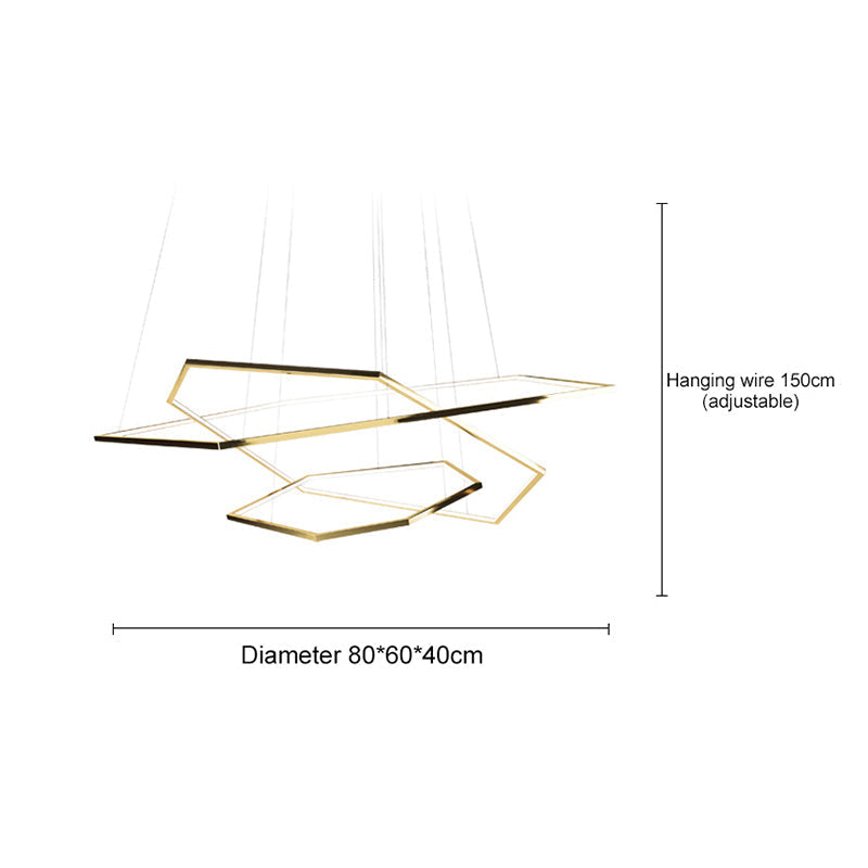 Gold Finish Geometric Metal Pendant Light