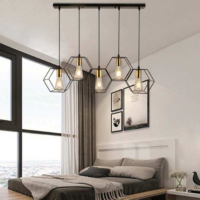 Rustic Geometric Black Finish Pendant Light For Ambient Glow