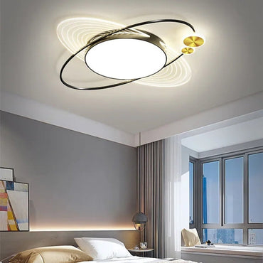 Black And Gold Circular LED Flush Mount Ceiling Light