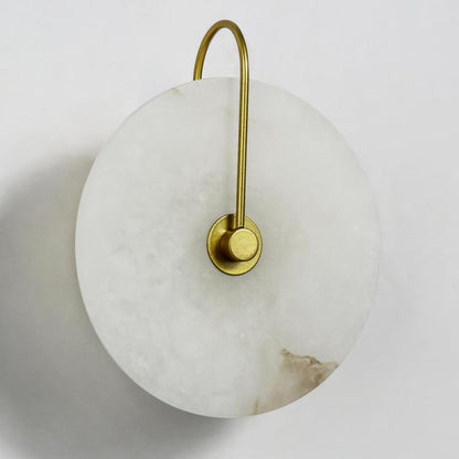 Gold And Black Finish Round Marble Bedside Wall Light