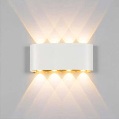 Metal Black And White Waterwave Finish Rectangular Outdoor Wall Light